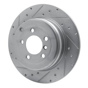 Land Rover Range Rover Brake Rotor (1) - Rear Left - R1 Concepts - Drilled & Slotted - Silver - `03-`05